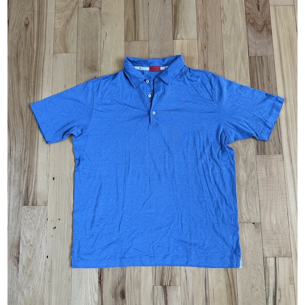 Isaia Napoli Men's Size Medium Blue Short Sleeve 100% Cotton Polo Shirt Italy